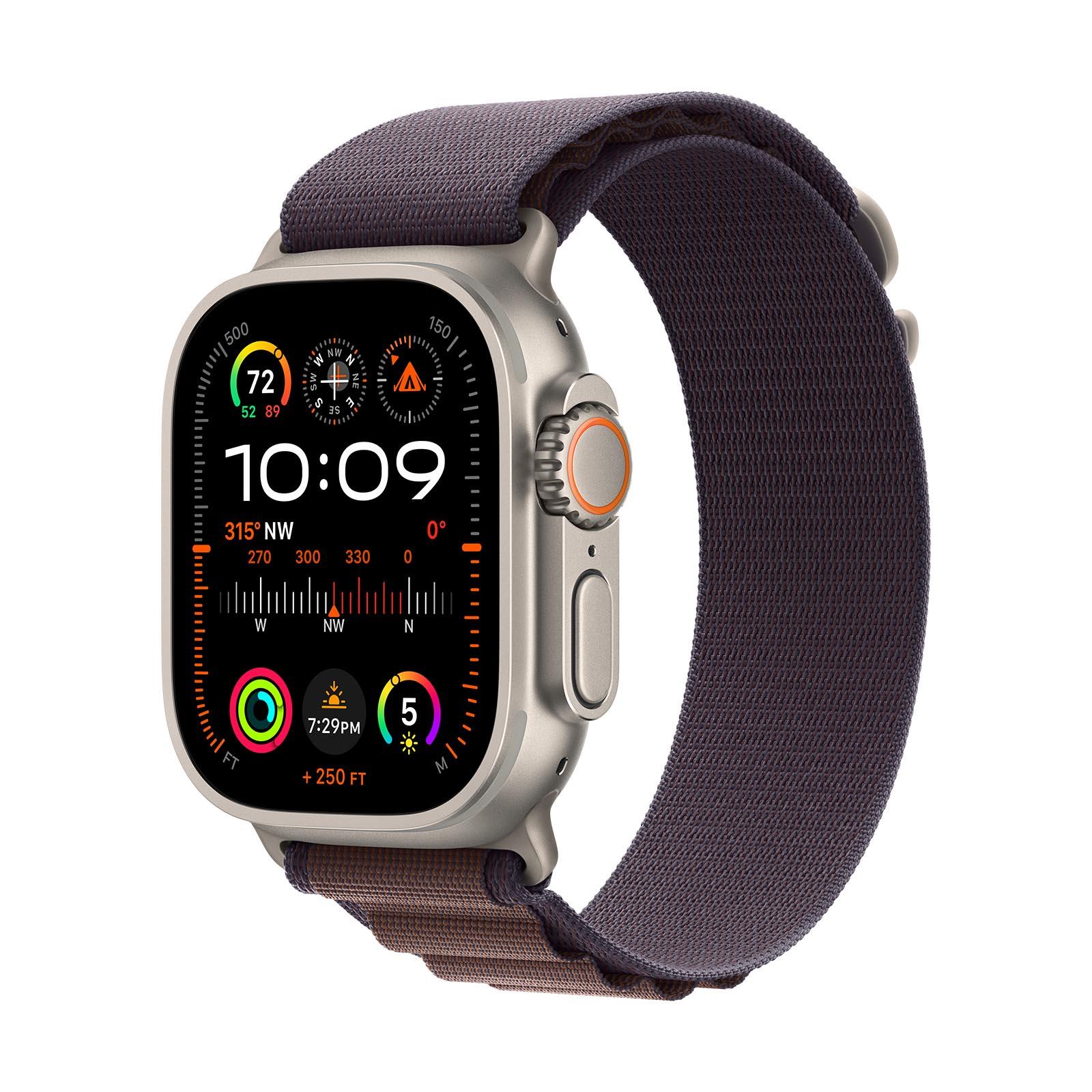 Apple Watch Ultra 2 GPS + Cellular, 49mm Titanium Case with Indigo Alpine Loop image01